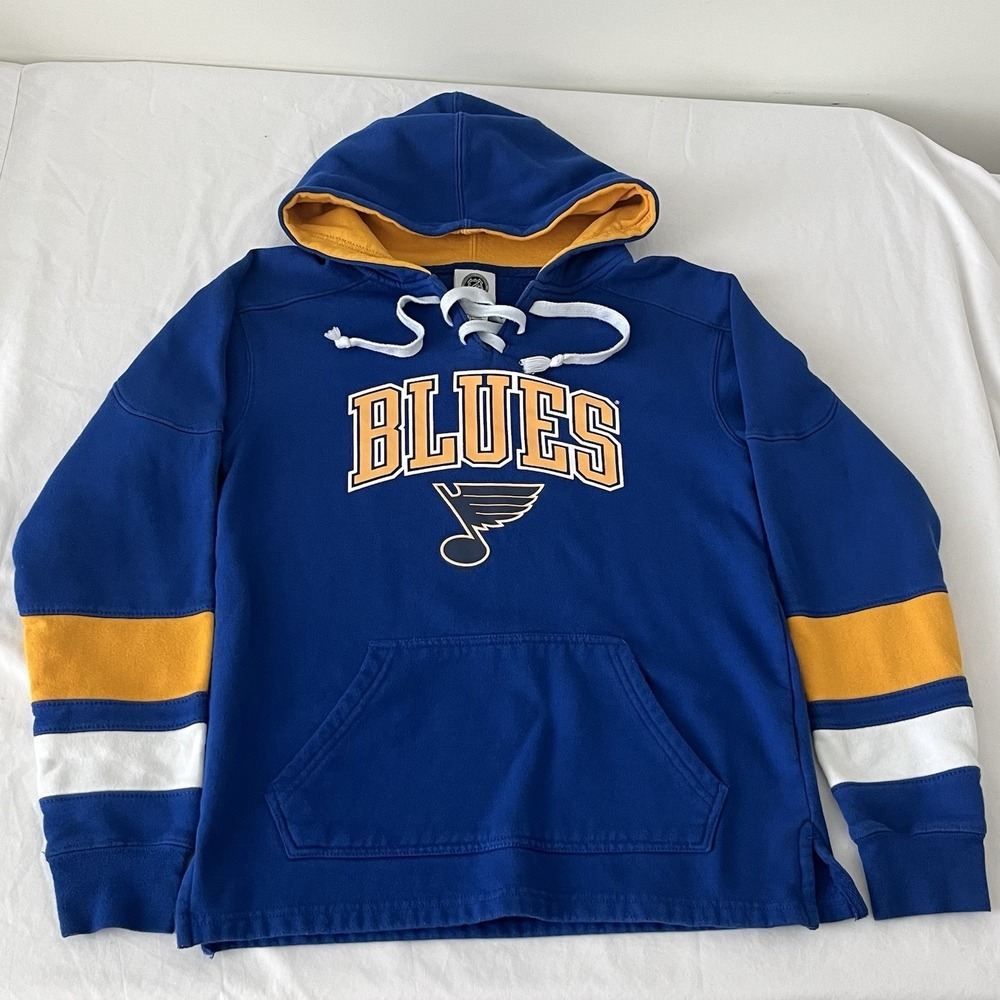 NHL St Louis Blues Hockey Hoodie Jersey Pullover Mens Small Blue